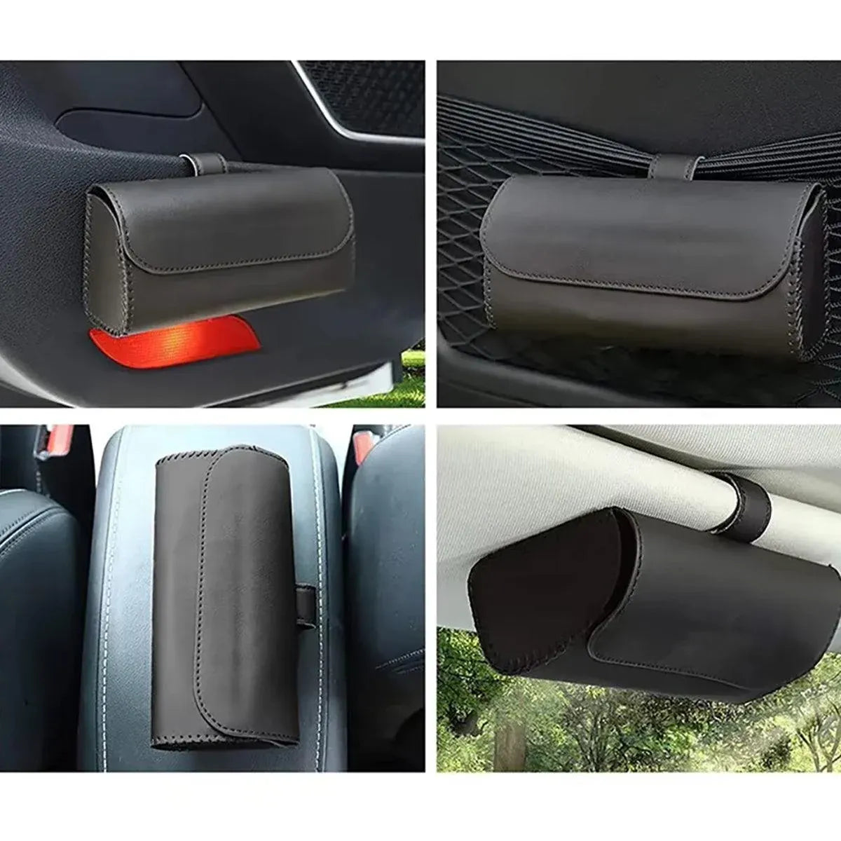 Car Glasses Clip Multifunctional Sun Visor Glasses Holder Storage Case Organizer - Grey