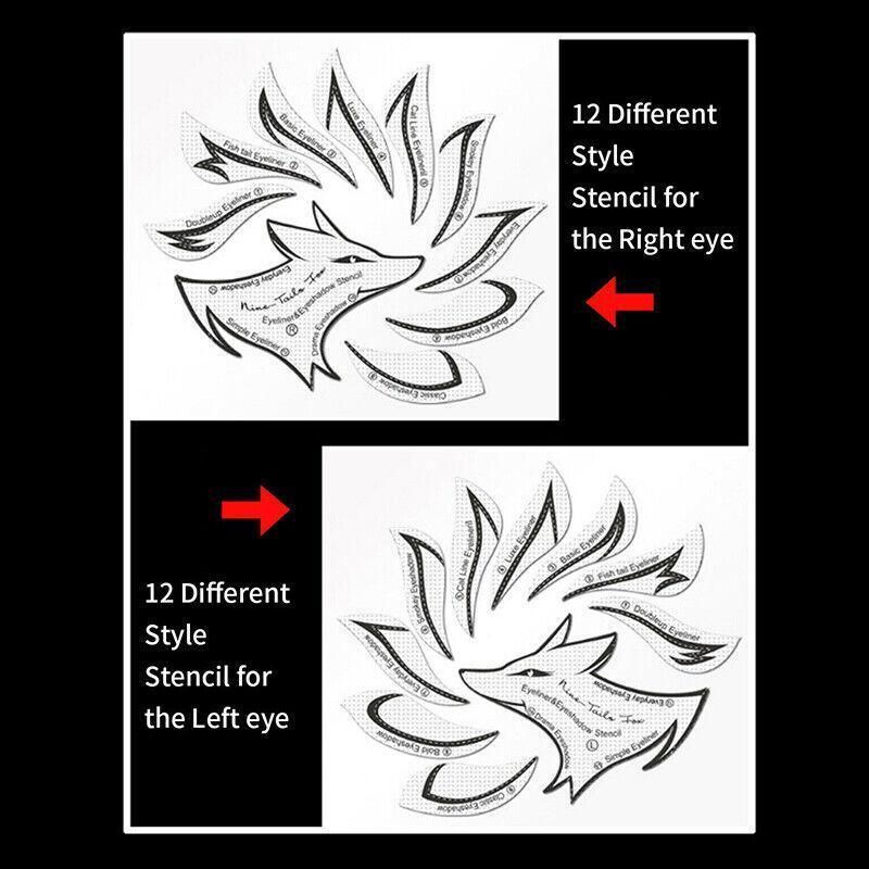 Eyeliner Eyeshadow Stencil Set Eye Makeup Fox Template Non-Woven 12 Styles Cards - B (4PCS)