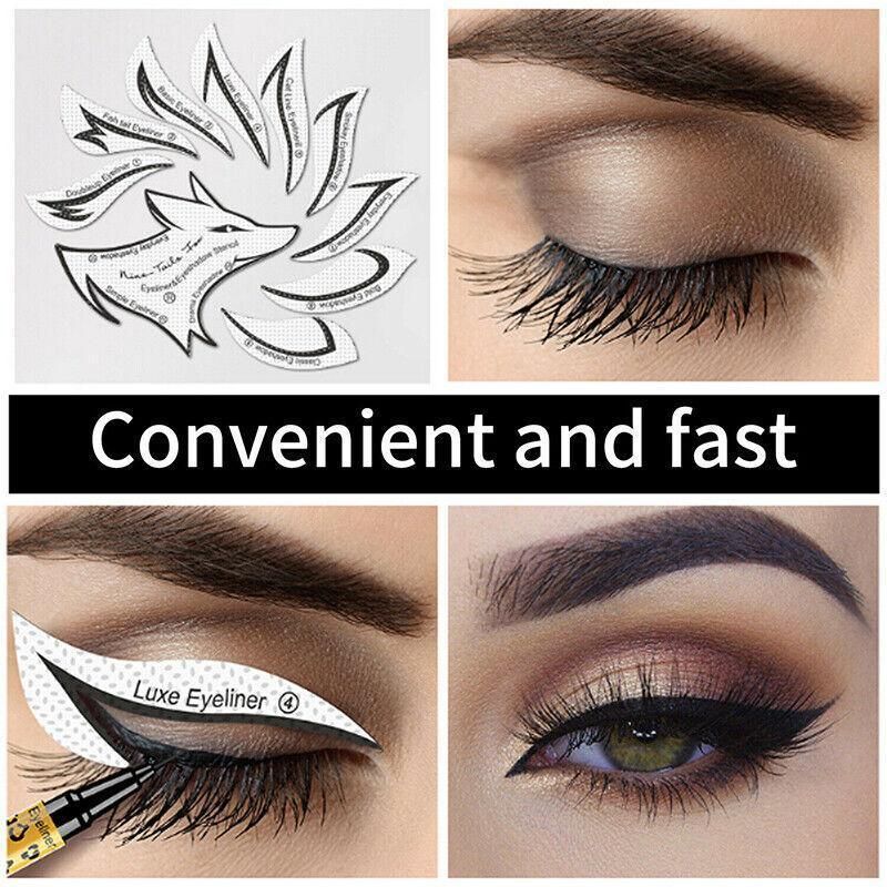 Eyeliner Eyeshadow Stencil Set Eye Makeup Fox Template Non-Woven 12 Styles Cards - B (4PCS)
