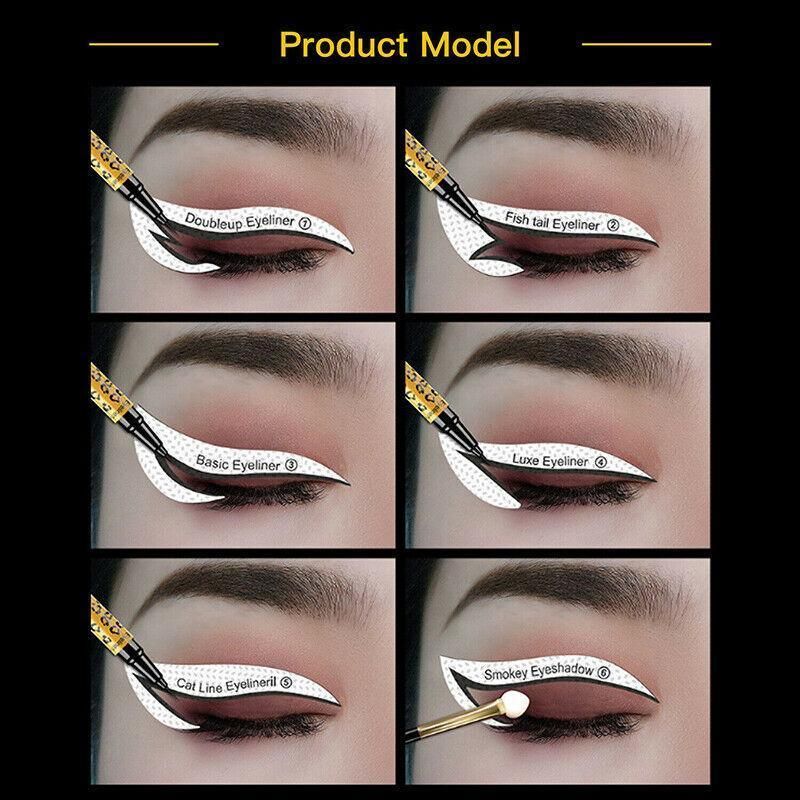 Eyeliner Eyeshadow Stencil Set Eye Makeup Fox Template Non-Woven 12 Styles Cards - B (4PCS)
