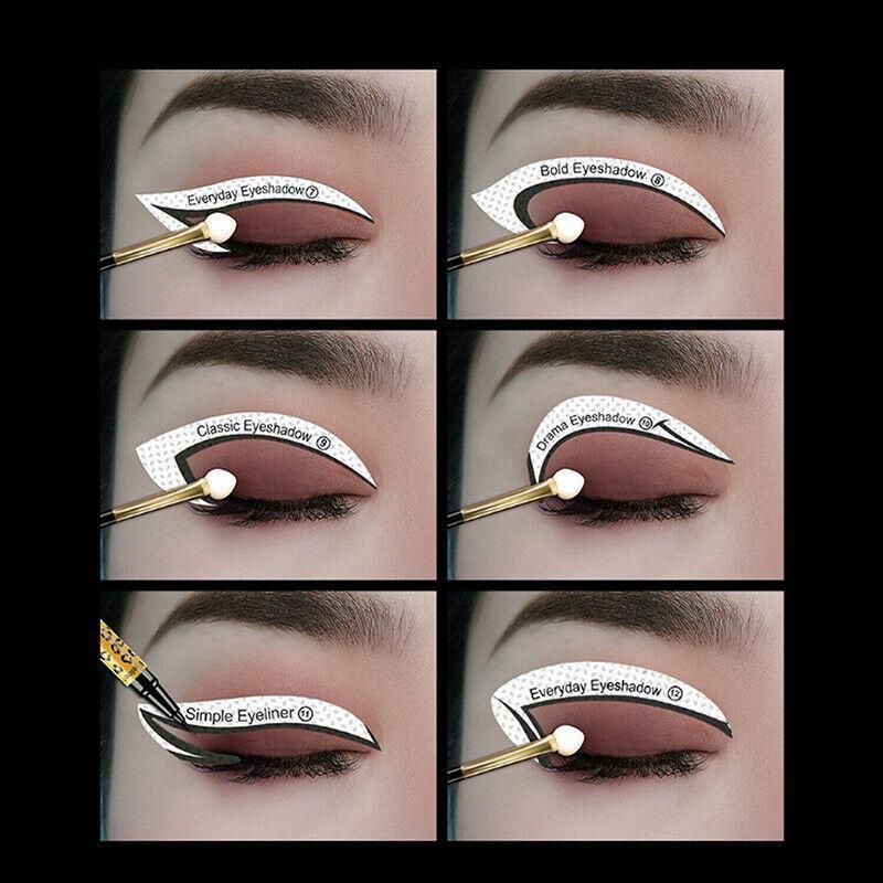 Eyeliner Eyeshadow Stencil Set Eye Makeup Fox Template Non-Woven 12 Styles Cards - B (4PCS)