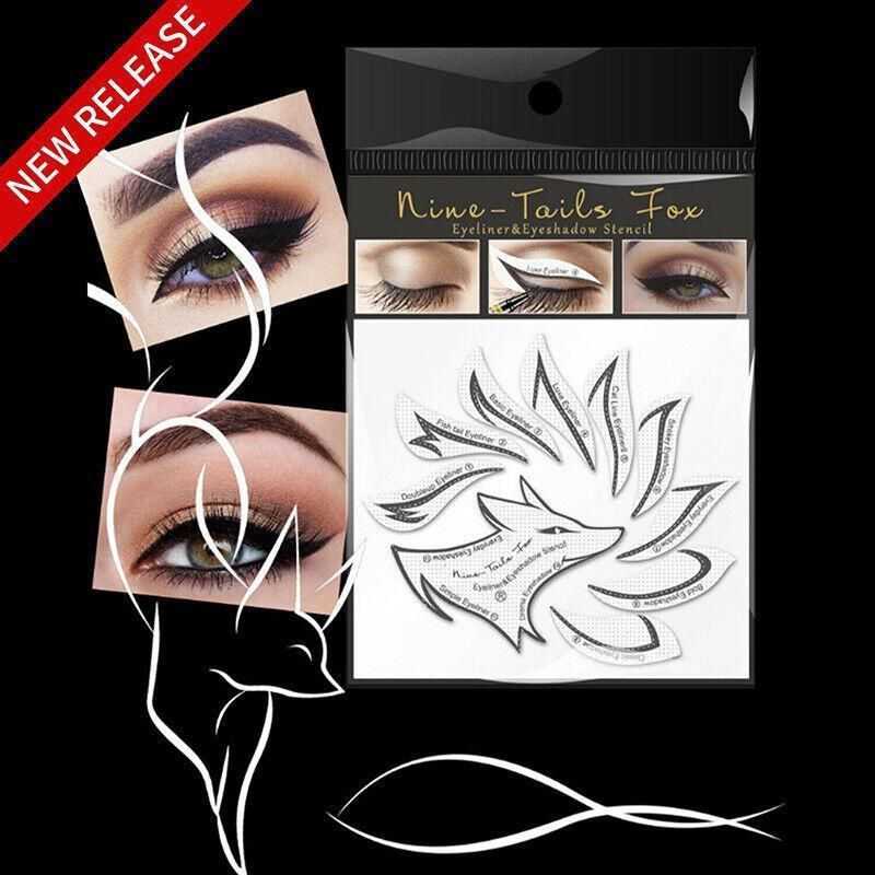 Eyeliner Eyeshadow Stencil Set Eye Makeup Fox Template Non-Woven 12 Styles Cards - B (4PCS)