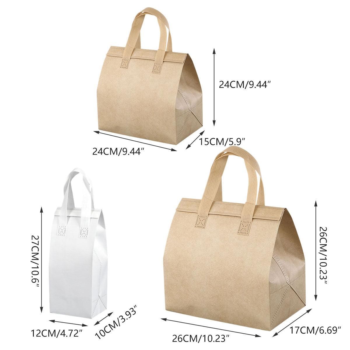 50pcs Thermal Insulation Packing Bag Non Woven Milk Tea Cake Food Storage Bag - Kraft-27x12x10cm