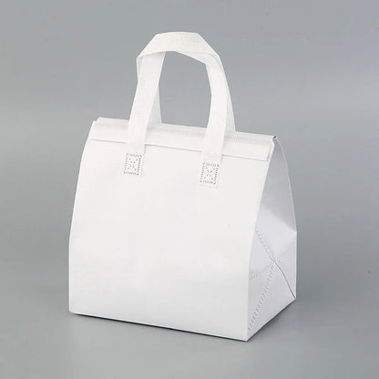 50pcs Thermal Insulation Packing Bag Non Woven Milk Tea Cake Food Storage Bag - Kraft-27x12x10cm