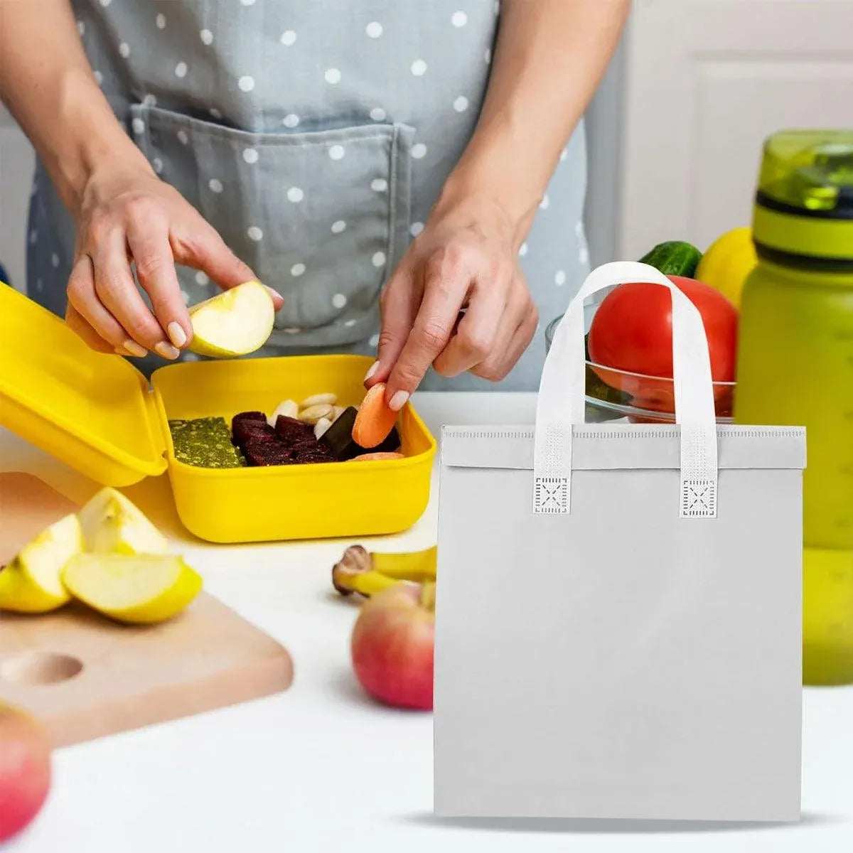 50pcs Thermal Insulation Packing Bag Non Woven Milk Tea Cake Food Storage Bag - Kraft-27x12x10cm