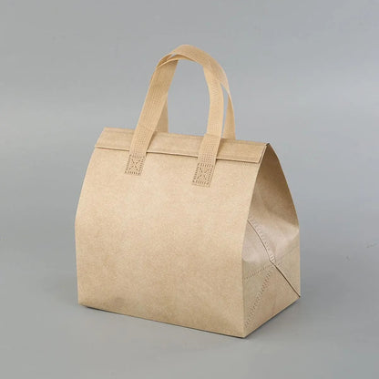 50pcs Thermal Insulation Packing Bag Non Woven Milk Tea Cake Food Storage Bag - Kraft-27x12x10cm