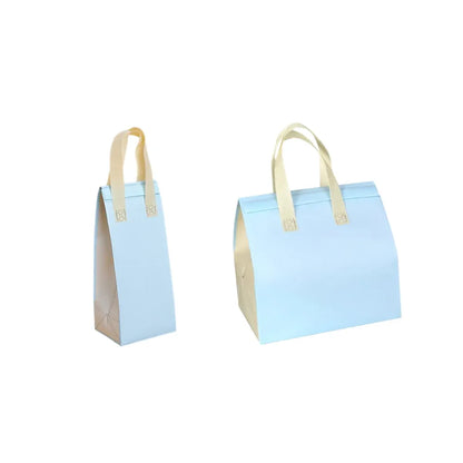 50PCS Blue Takeaway Packaging Bags with Handles and Self-Adhesive Seal - L