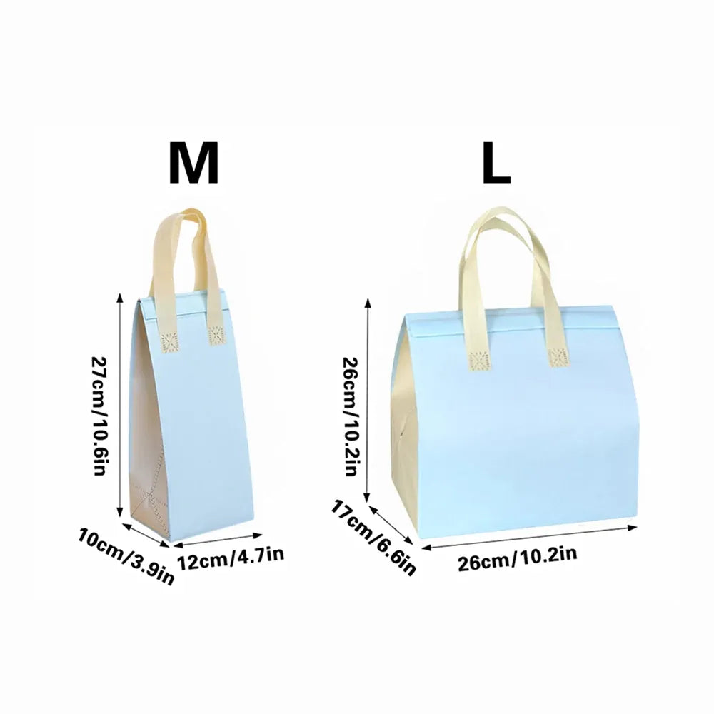 50PCS Blue Takeaway Packaging Bags with Handles and Self-Adhesive Seal - L