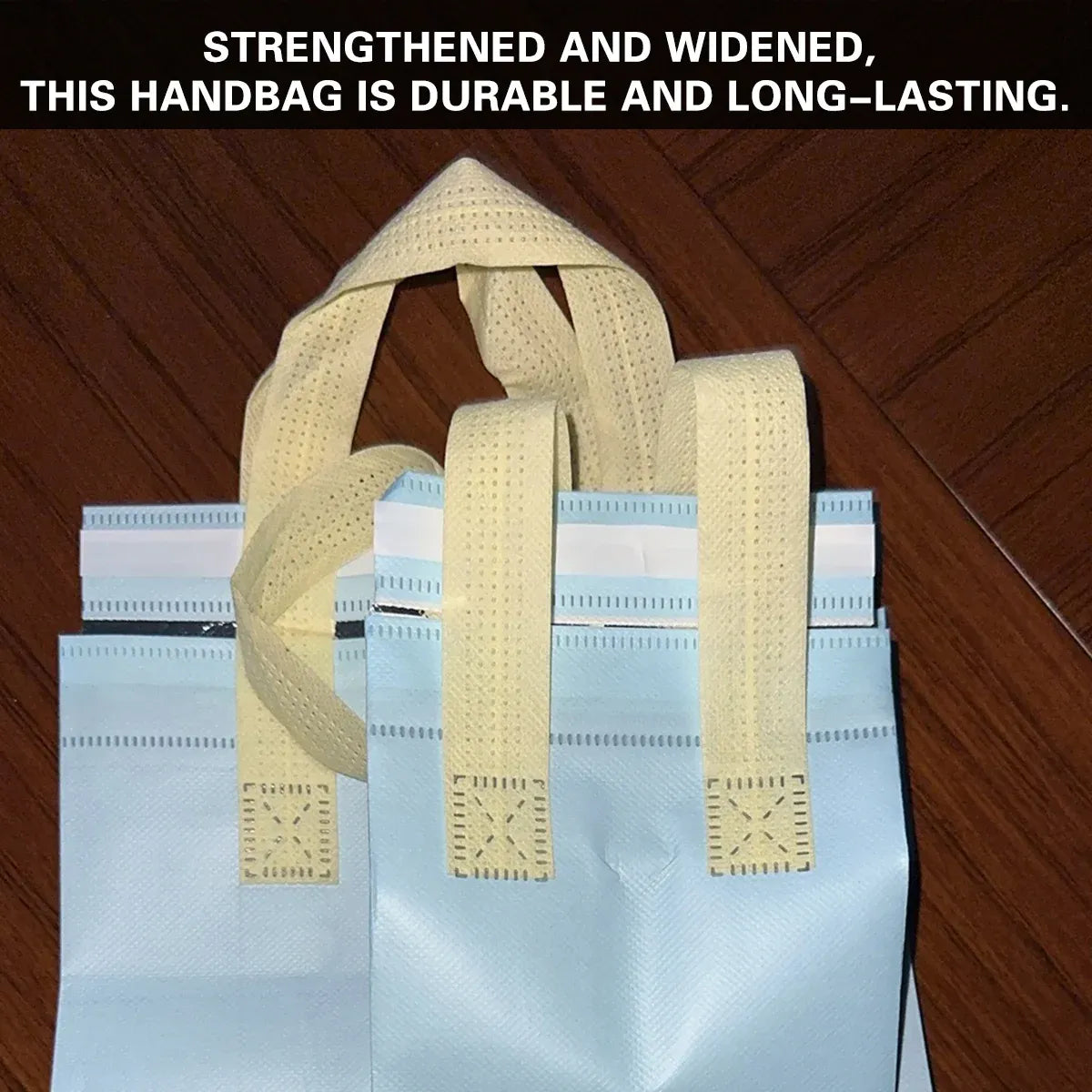 50PCS Blue Takeaway Packaging Bags with Handles and Self-Adhesive Seal - L