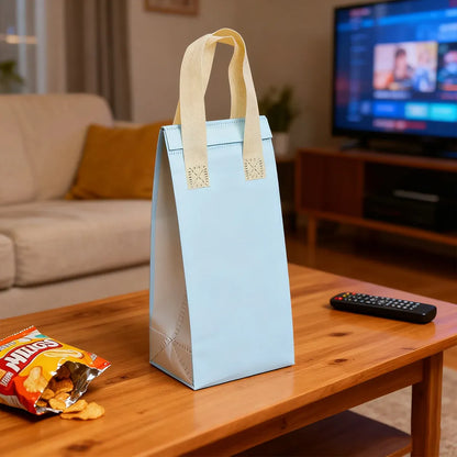 50PCS Blue Takeaway Packaging Bags with Handles and Self-Adhesive Seal - L