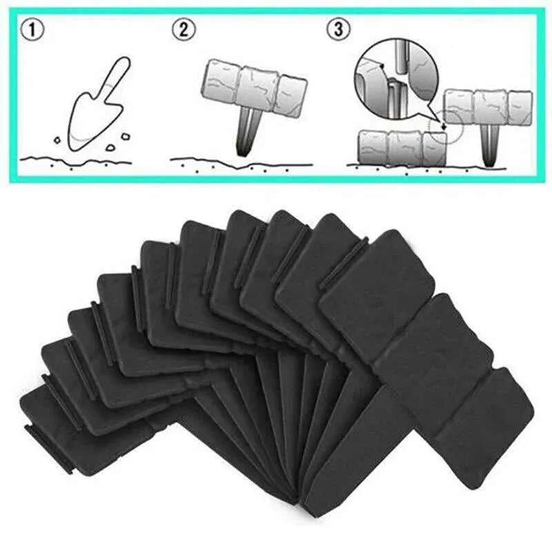 20pcs Garden Fence Edging Plastic Lawn Border for Outdoor Yard Flower Bed - Grey