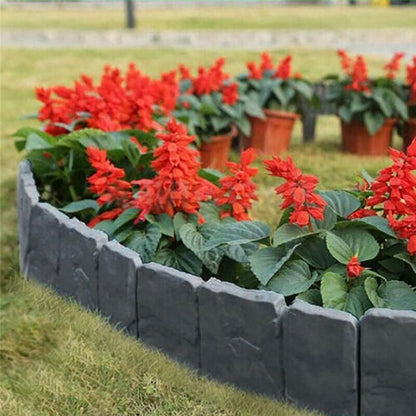 20pcs Garden Fence Edging Plastic Lawn Border for Outdoor Yard Flower Bed - Grey