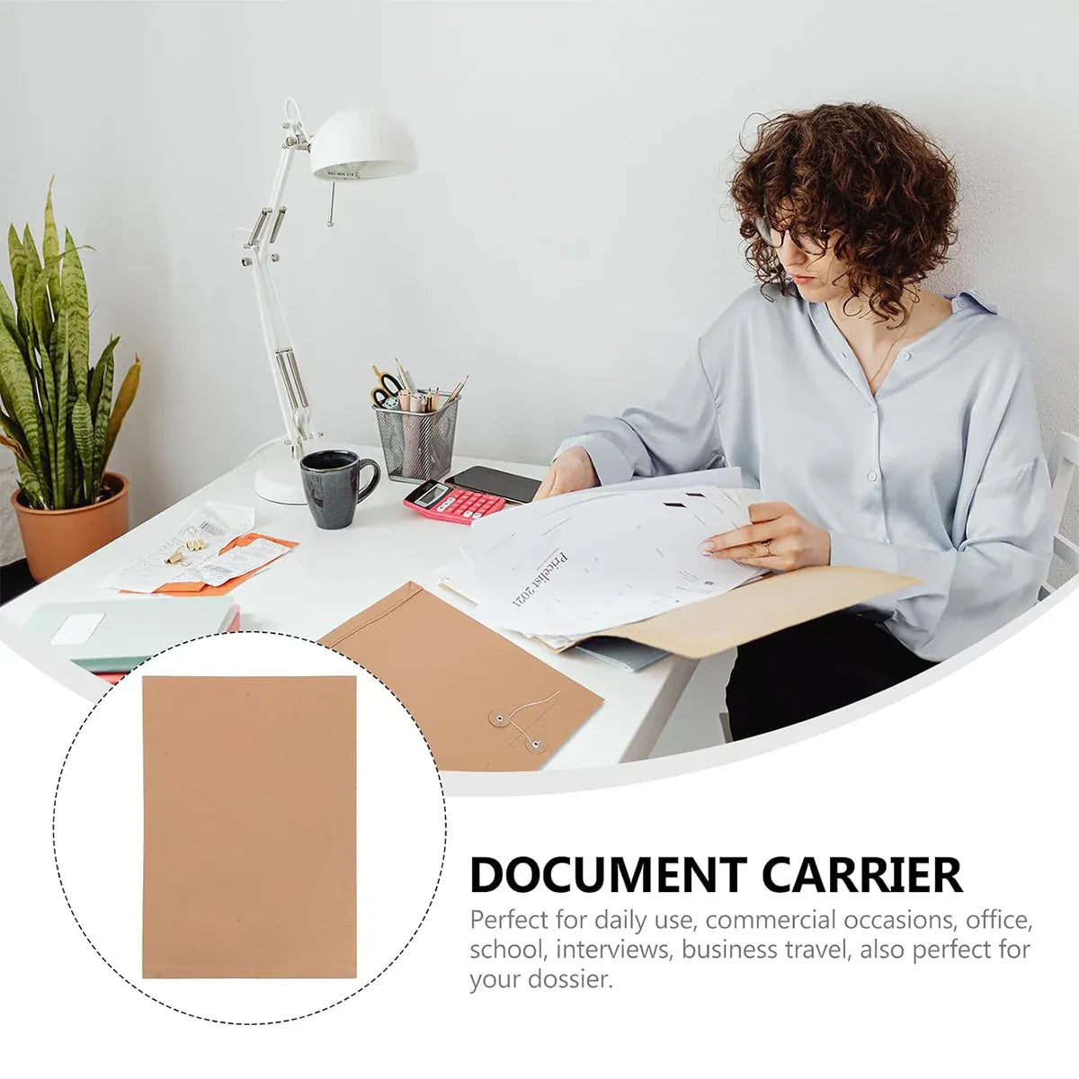 100pcs Kraft Paper File Bag Thickened Office Document Storage Envelope Durable