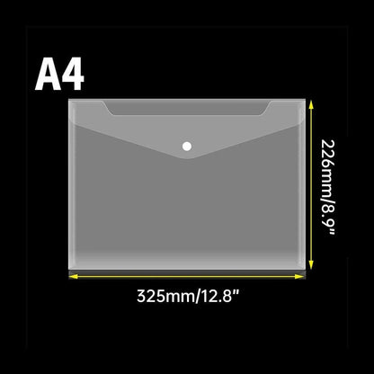 12pcs A4 Plastic File Bag Translucent Document Storage Pouch with Button Closure