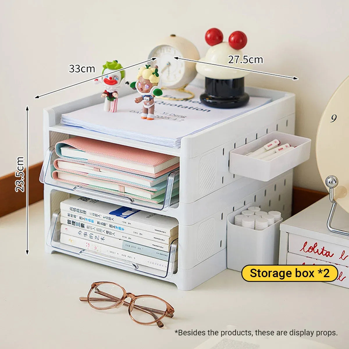 Desktop Pegboard Drawer Storage Shelf Multi Layer Home Office Desk Organiser - 3-Layer