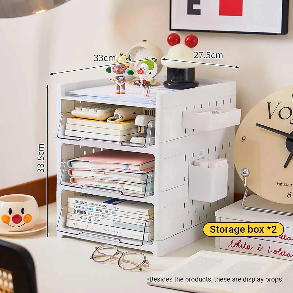 Desktop Pegboard Drawer Storage Shelf Multi Layer Home Office Desk Organiser - 3-Layer
