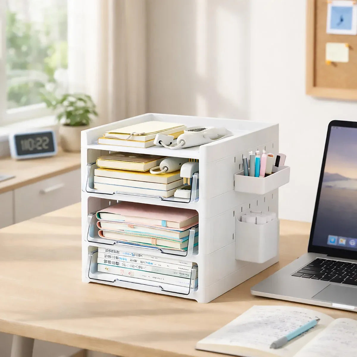 Desktop Pegboard Drawer Storage Shelf Multi Layer Home Office Desk Organiser - 3-Layer
