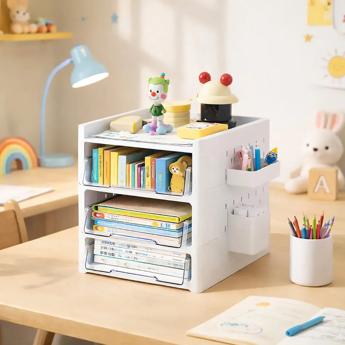 Desktop Pegboard Drawer Storage Shelf Multi Layer Home Office Desk Organiser - 3-Layer
