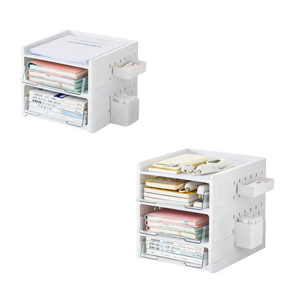 Desktop Pegboard Drawer Storage Shelf Multi Layer Home Office Desk Organiser - 3-Layer
