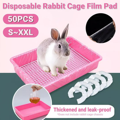 50Pcs Rabbit Cage Liners Disposable Plastic Mat Films Hamster Cage Cleaning Pad - XXL-50PCS