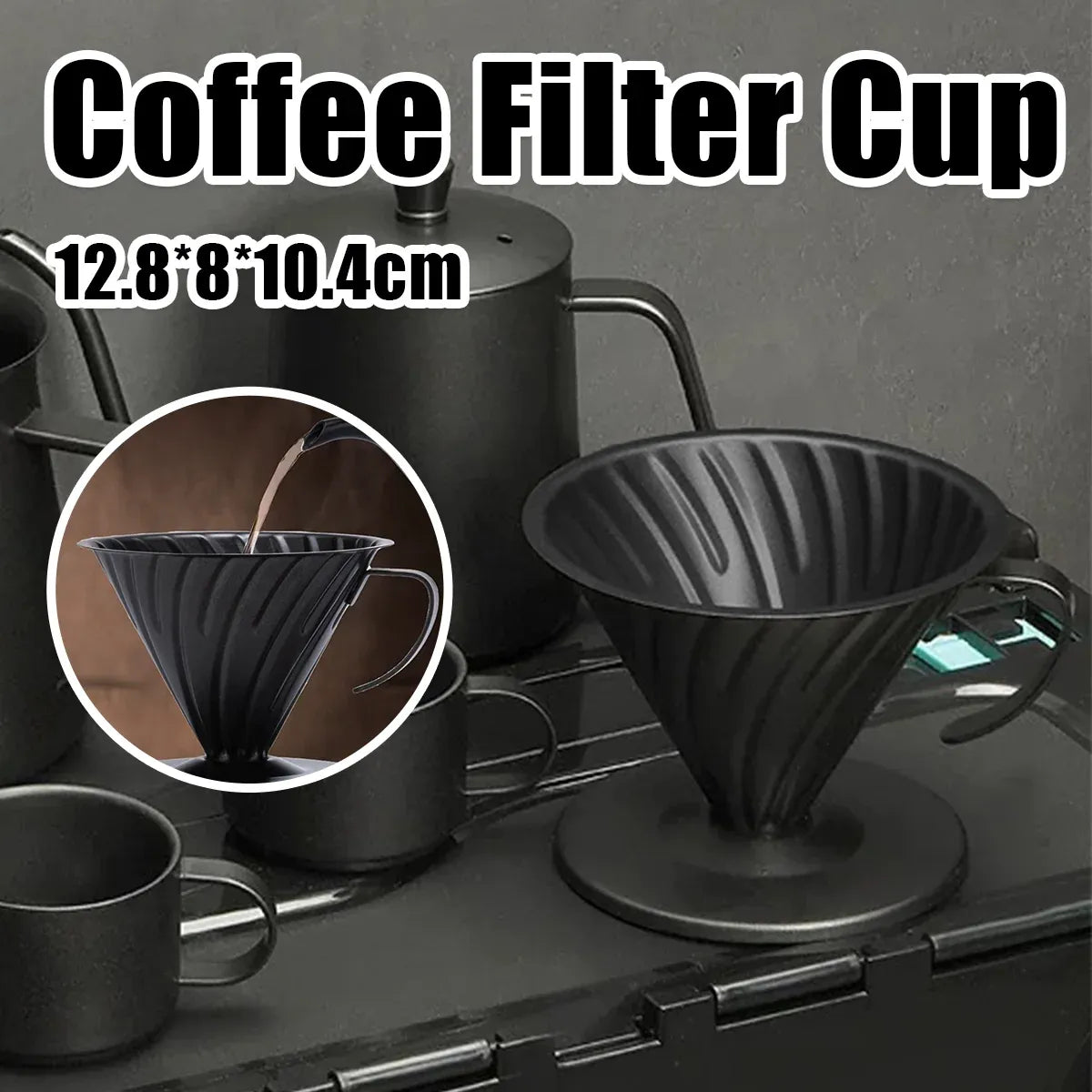 Stainless Steel Coffee Pot Filter Cup with Handle for Stovetop Espresso Maker