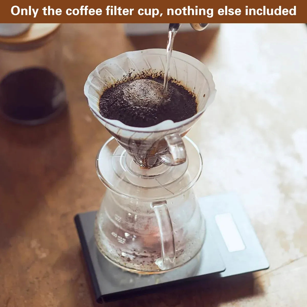 Household Hand Drip Coffee Filter Cup Reusable Plastic Cone Shaped HeatResistant - Grey