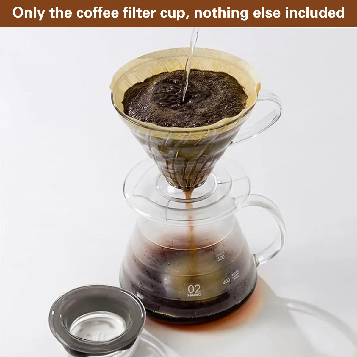 Household Hand Drip Coffee Filter Cup Reusable Plastic Cone Shaped HeatResistant - Grey