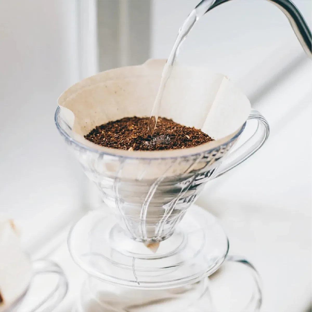Household Hand Drip Coffee Filter Cup Reusable Plastic Cone Shaped HeatResistant - Grey