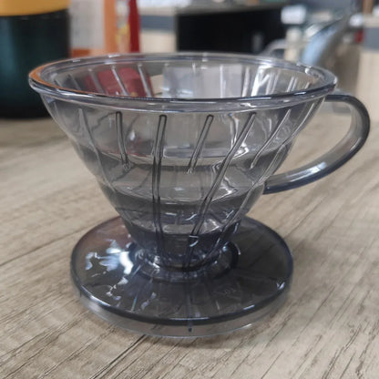 Household Hand Drip Coffee Filter Cup Reusable Plastic Cone Shaped HeatResistant - Grey