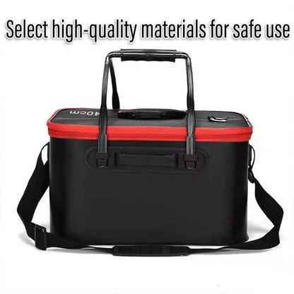 Portable Folding EVA Fishing Bucket Multi Use Live Fish Container with Strap - Orange-45cm