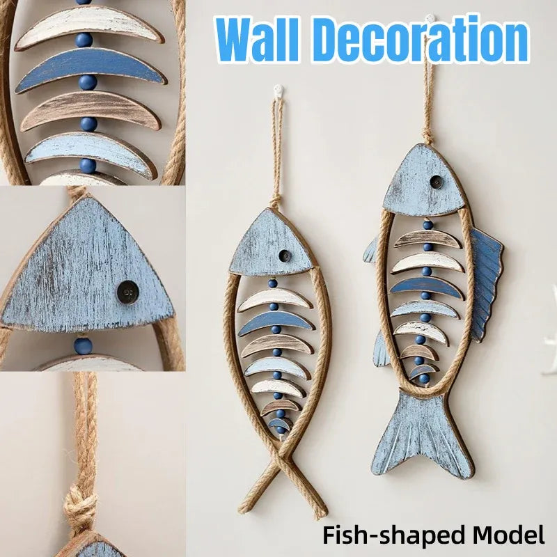 Fish Shaped Wall Hanging Decor Small Nautical Style Home Decoration Art Ornament - Fish head bone