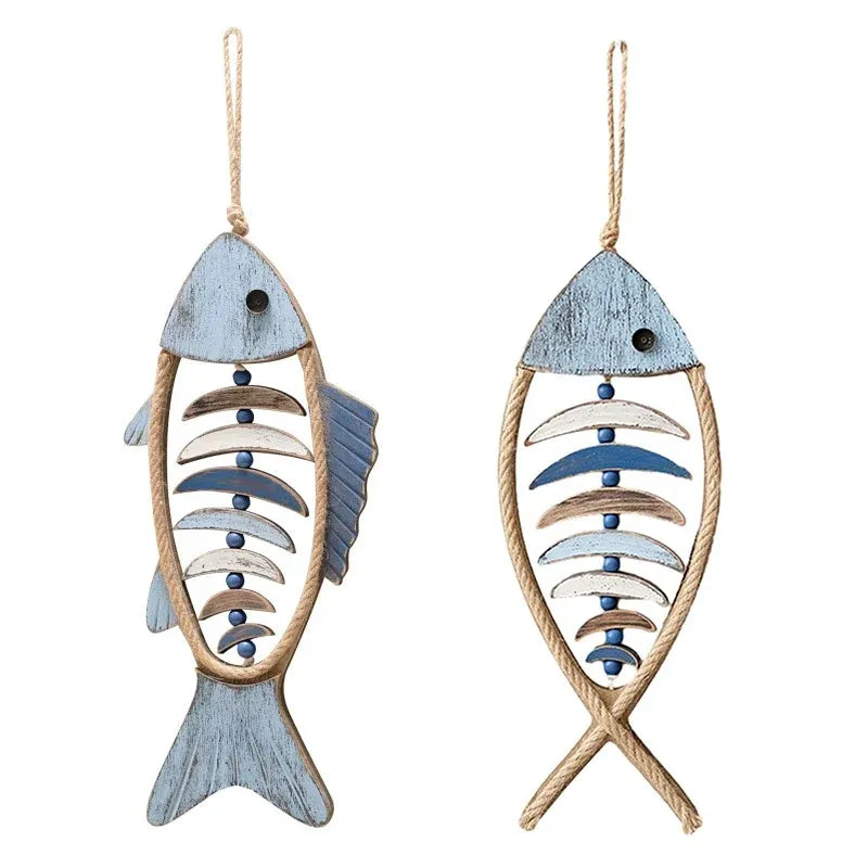 Fish Shaped Wall Hanging Decor Small Nautical Style Home Decoration Art Ornament - Fish head bone