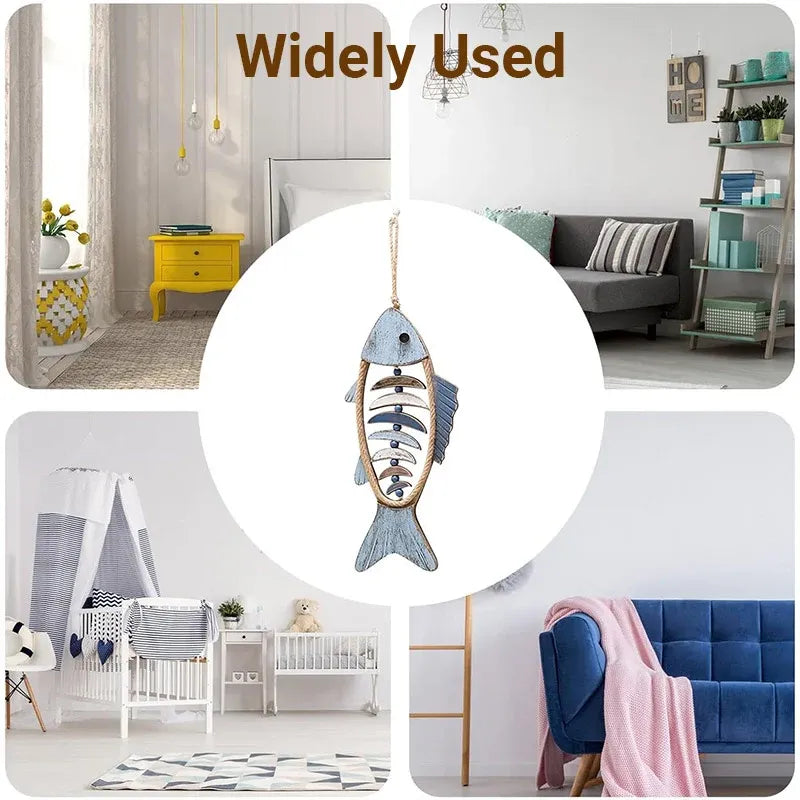Fish Shaped Wall Hanging Decor Small Nautical Style Home Decoration Art Ornament - Fish head bone