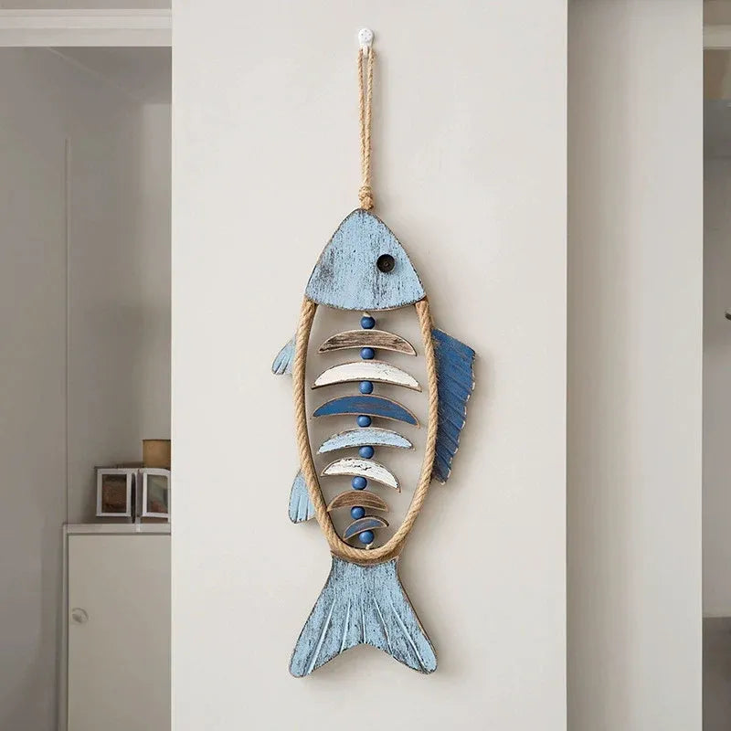 Fish Shaped Wall Hanging Decor Small Nautical Style Home Decoration Art Ornament - Fish head bone