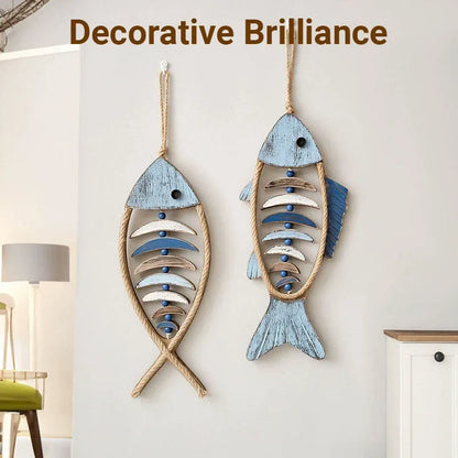Fish Shaped Wall Hanging Decor Small Nautical Style Home Decoration Art Ornament - Fish head bone