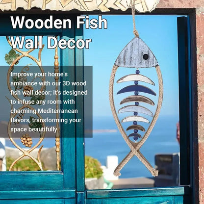 Fish Shaped Wall Hanging Decor Small Nautical Style Home Decoration Art Ornament - Fish head bone