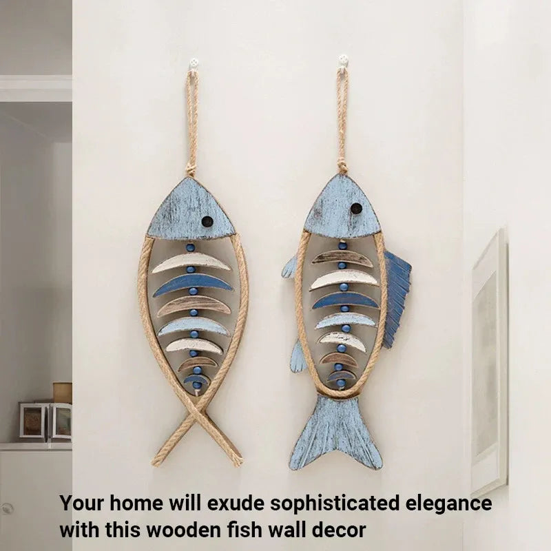 Fish Shaped Wall Hanging Decor Small Nautical Style Home Decoration Art Ornament - Fish head bone