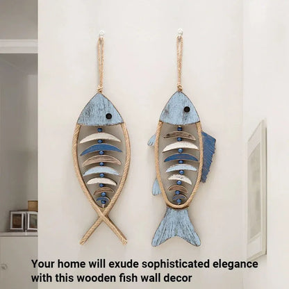 Fish Shaped Wall Hanging Decor Small Nautical Style Home Decoration Art Ornament - Fish head bone