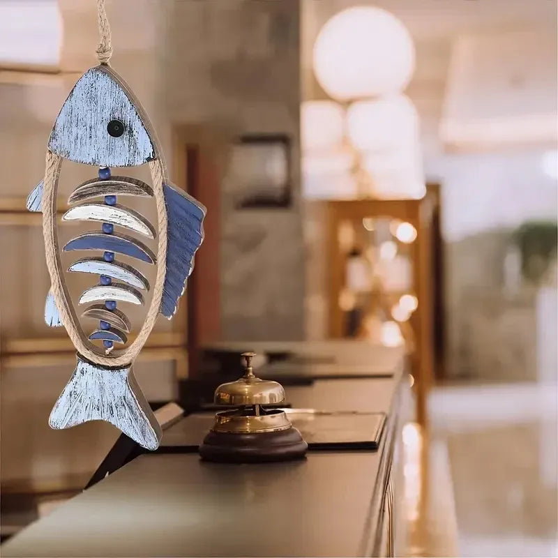 Fish Shaped Wall Hanging Decor Small Nautical Style Home Decoration Art Ornament - Fish head bone