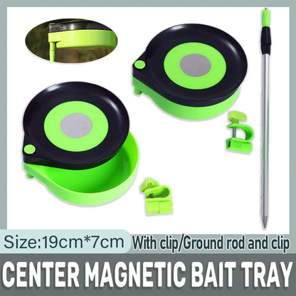 Magnetic Bait Tray Centre Fishing Tackle Box Feeder Holder for Carp Angling - With clip