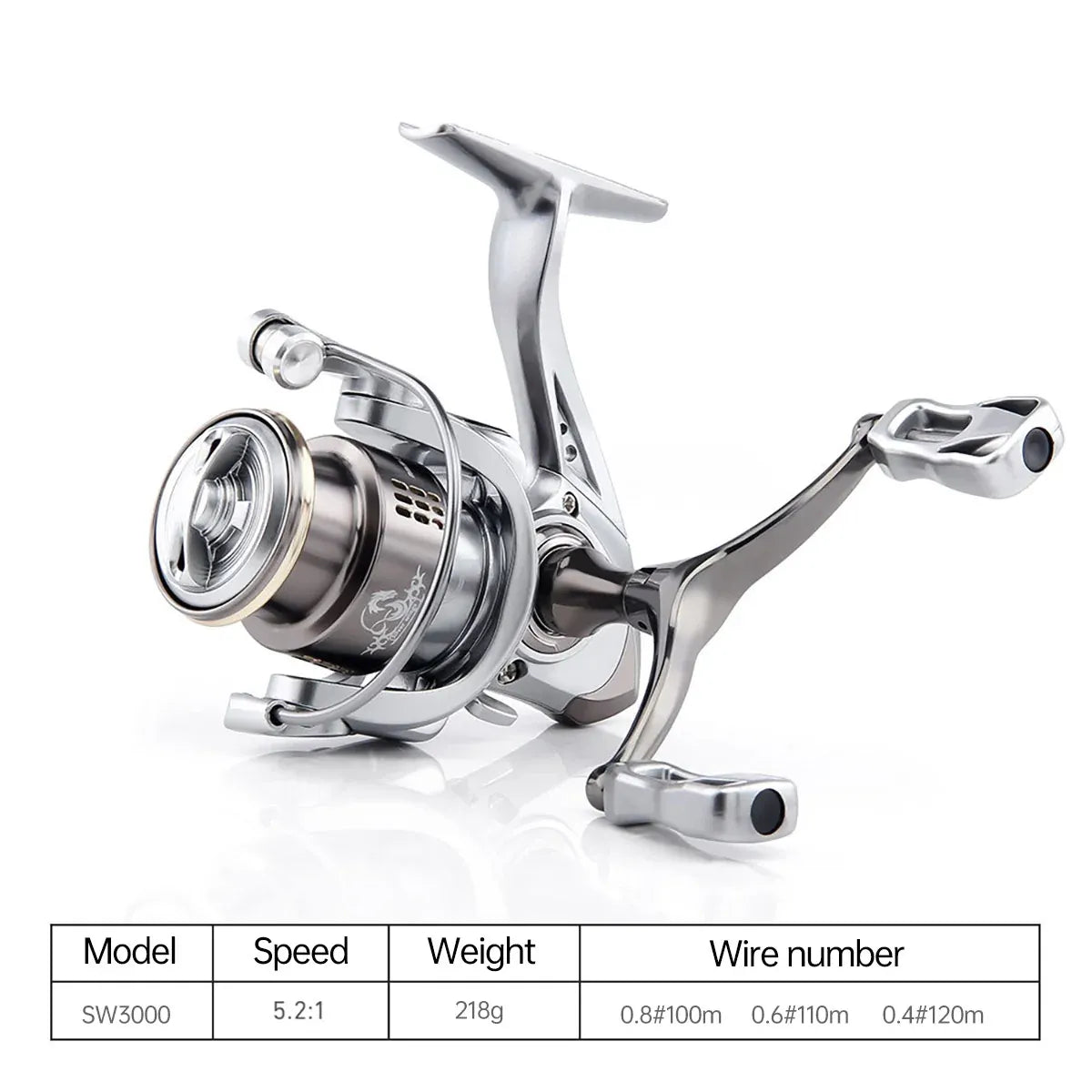 Double Handle Fishing Reel High-Speed Spinning Reel for Freshwater Saltwater - SW2500S