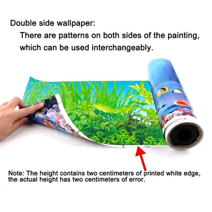 Aquarium Background Fish Tank Wallpaper Double Sided Decoration Sticker Paper - J-50cmx82cm
