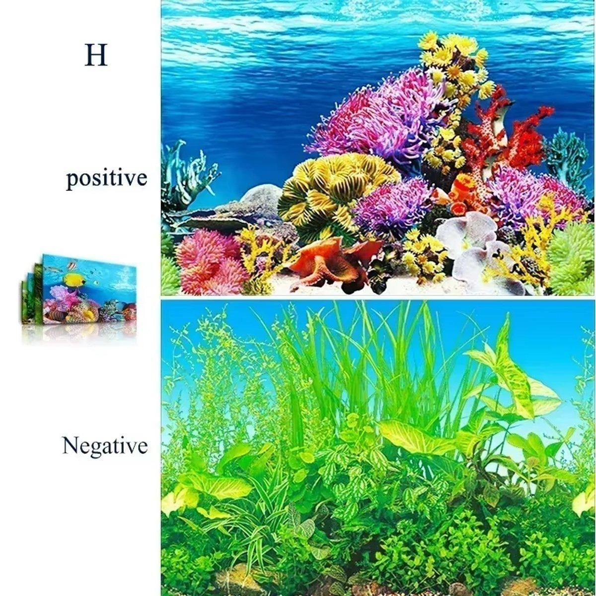 Aquarium Background Fish Tank Wallpaper Double Sided Decoration Sticker Paper - J-50cmx82cm
