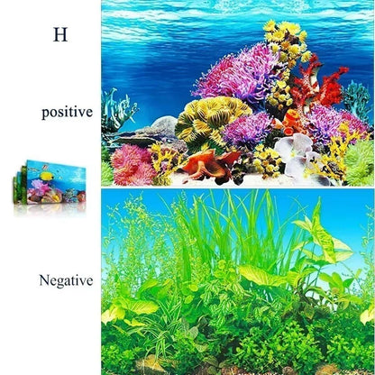 Aquarium Background Fish Tank Wallpaper Double Sided Decoration Sticker Paper - J-50cmx82cm