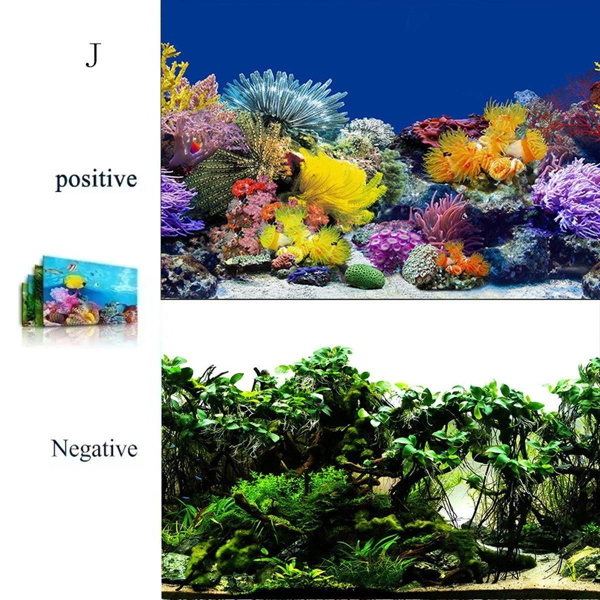 Aquarium Background Fish Tank Wallpaper Double Sided Decoration Sticker Paper - J-50cmx82cm