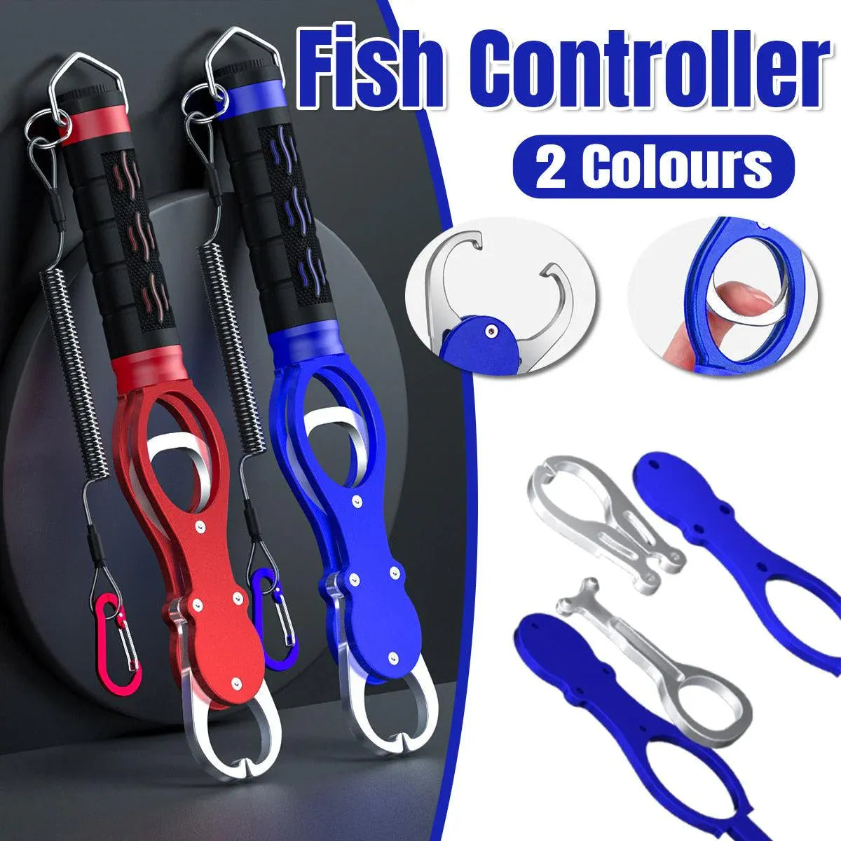 Multi Function Fish Control Clamp with Scale Fishing Tool Portable Lip Gripper - Blue