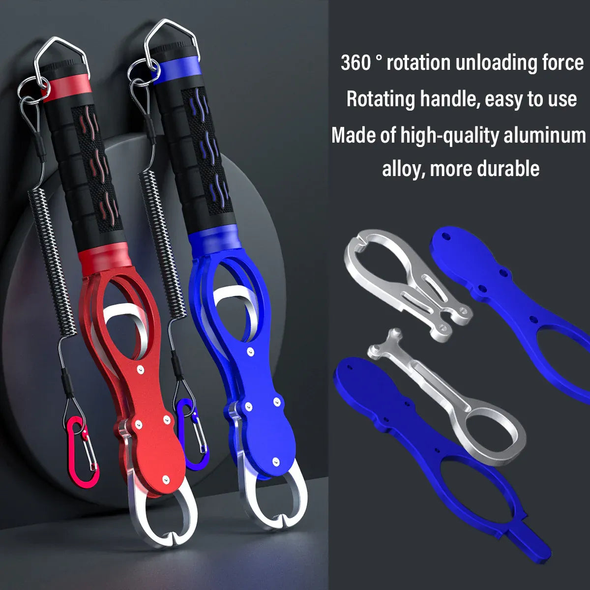 Multi Function Fish Control Clamp with Scale Fishing Tool Portable Lip Gripper - Blue