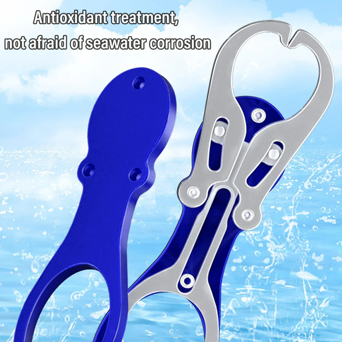 Multi Function Fish Control Clamp with Scale Fishing Tool Portable Lip Gripper - Blue