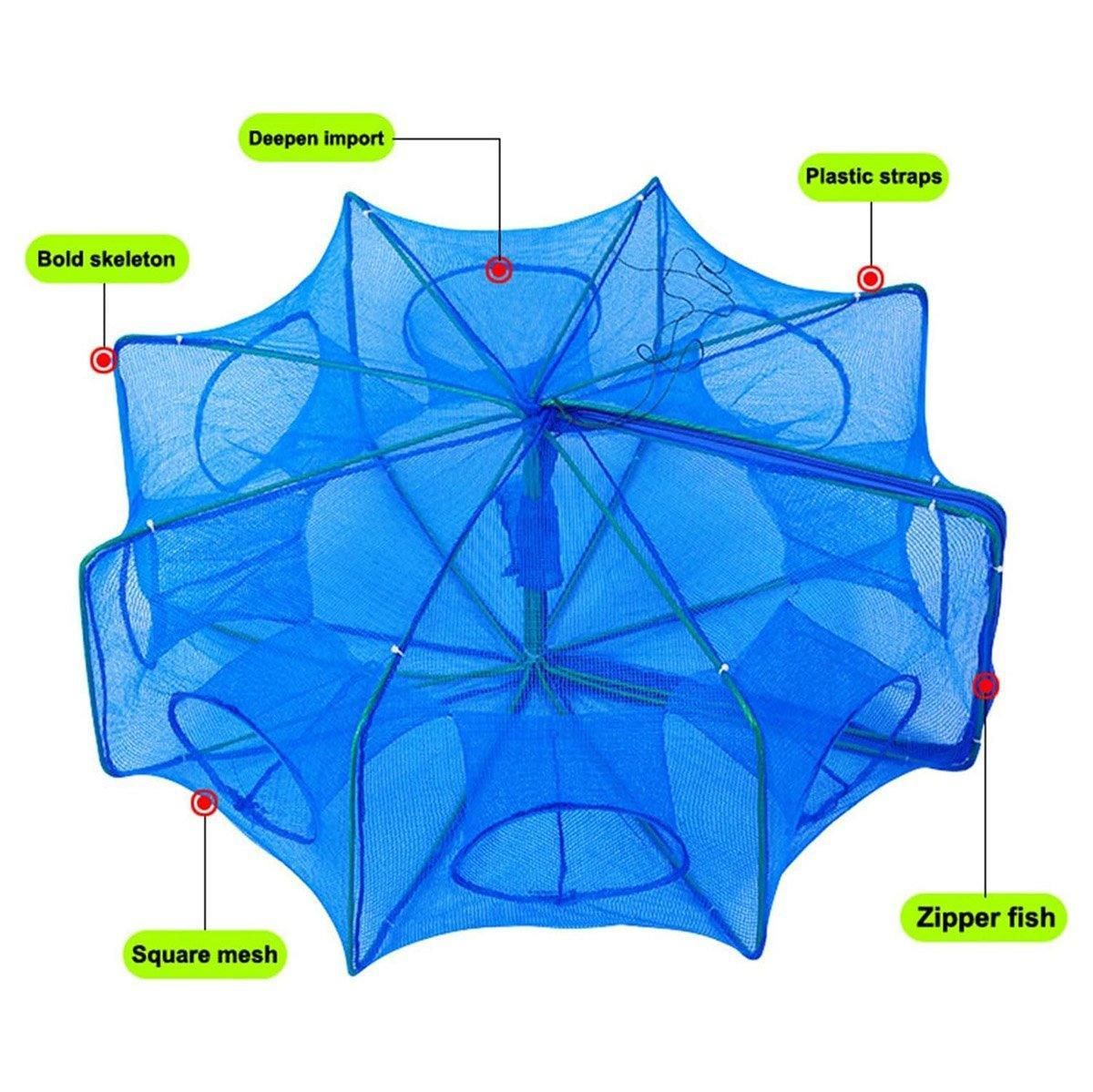 6/8/10 Holes Fishing Net Small Foldable Square Folding Shrimp Eel Lobster Trap - 8Holes