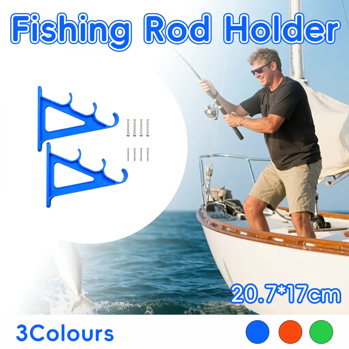 Fishing Rod Holder 3 Rod Capacity Durable for Offshore Kayak Surf - Orange